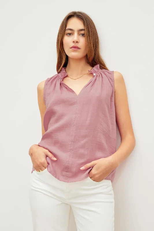 MASIE LINEN TANK TOP floral tank top