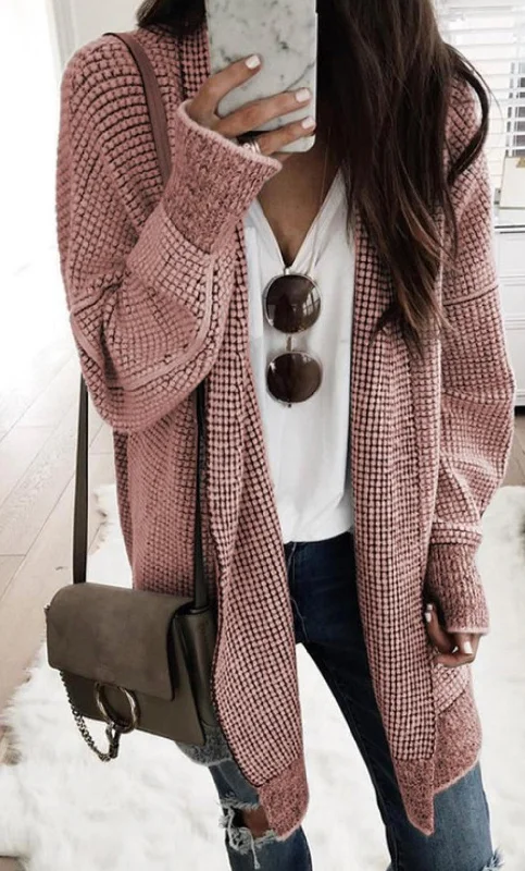 Rose Waffle Raglan Cardigan Wool Cardigan Cotton Cardigan Cashmere Cardigan