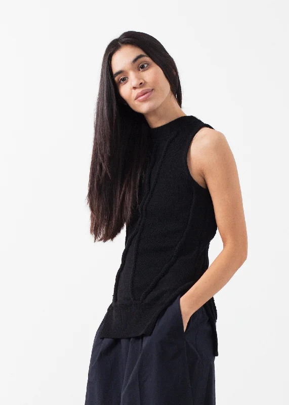 Curved Stripe Knit Tank rhinestone tank top