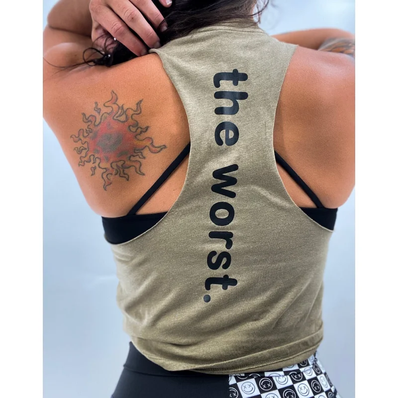 Salty Savage Ladies "the worst." Flowy Crop Tank | Mix Up long tank top