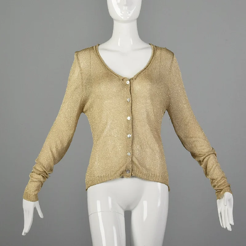 Dries Van Noten Gold Lightweight Cardigan Lightweight Heavyweight Midweight
