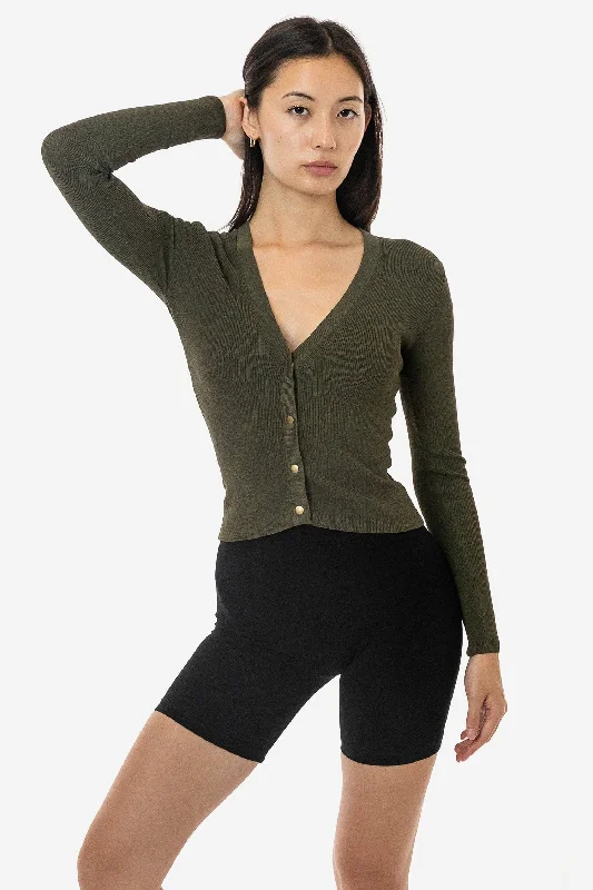RFK218 - Viscose Nylon V-Neck Cardigan Striped Floral Plaid