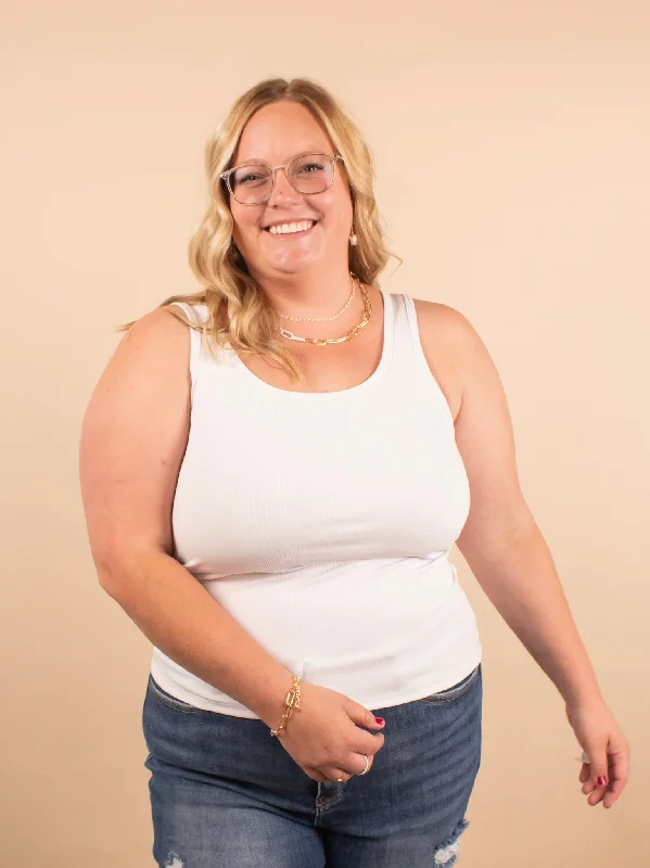 Everyday Essential Ribbed Tank in White lounge tank top