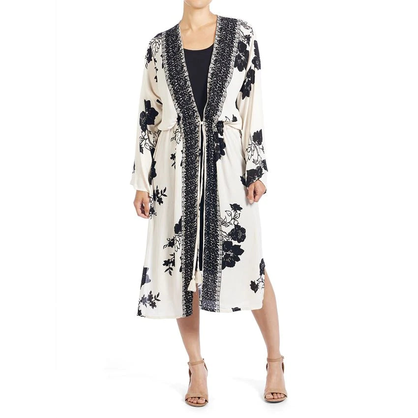 Renee Long Tie Front Cardigan Polka Dot Checkered Tartan