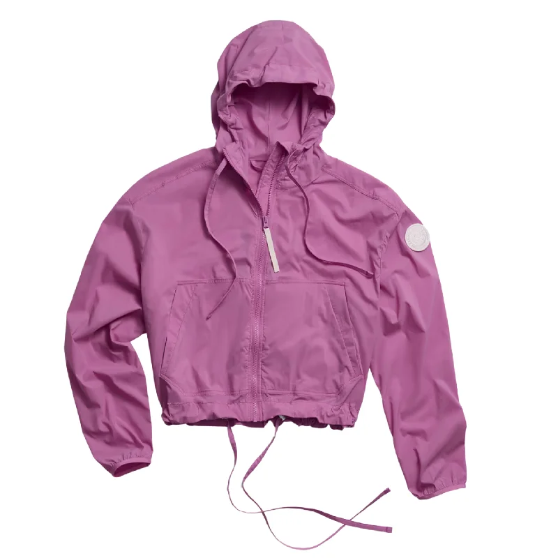 Canada Goose Women's Kaslo Cropped Wind Jacket - White Disc Front Pockets Side Pockets Patch Pockets