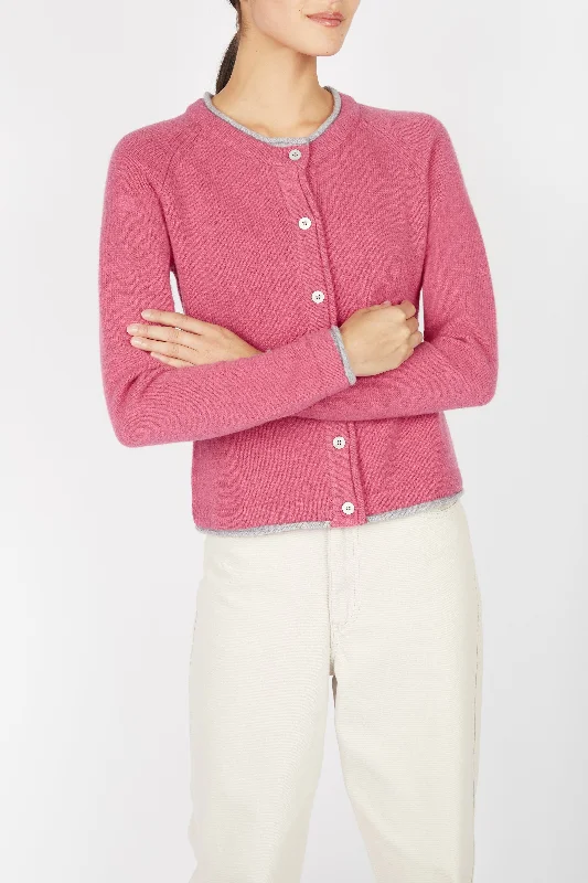 Irish - Killiney Cardigan - Rose Pink Satin Fabric Silk Fabric Chiffon Fabric