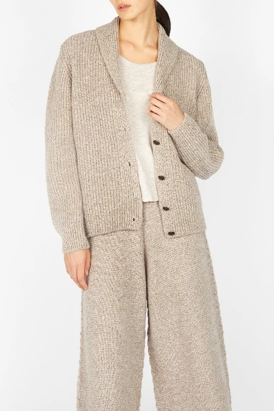 Irish - Robin Shawl Cardigan - Eggshell Nylon Fabric Polyester Fabric Spandex Fabric