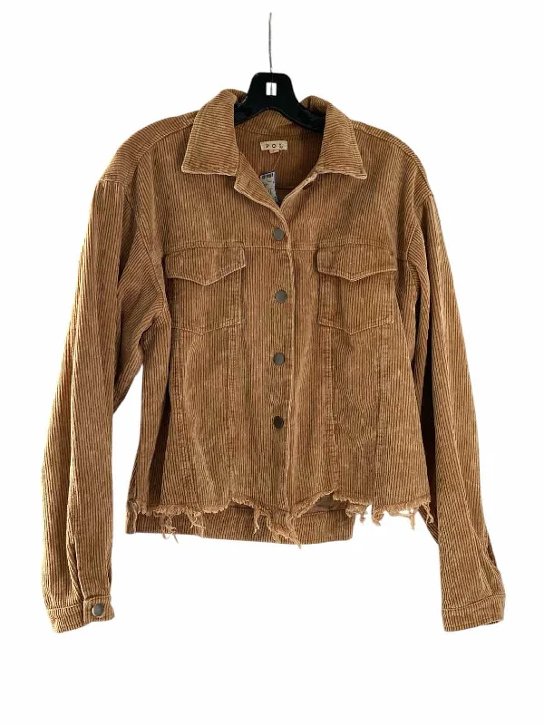 Pol Size M Tan Corduroy Jacket Fleece Fabric Down Fabric Feather Fabric