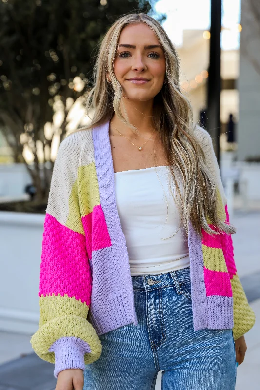 FINAL SALE - Sweetest You Color Block Cardigan - DU DEAL Machine Wash Dry Clean Hand Wash