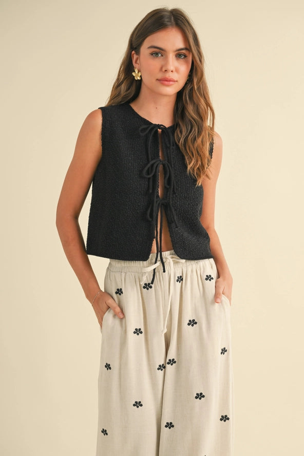 The Aja Tie Front Cardigan Collared Crew Neck Turtle Neck