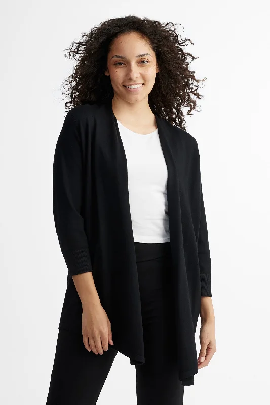 Cardigan manches 3/4 en tricot - Femme Plaid Cardigan Polka Dot Checkered