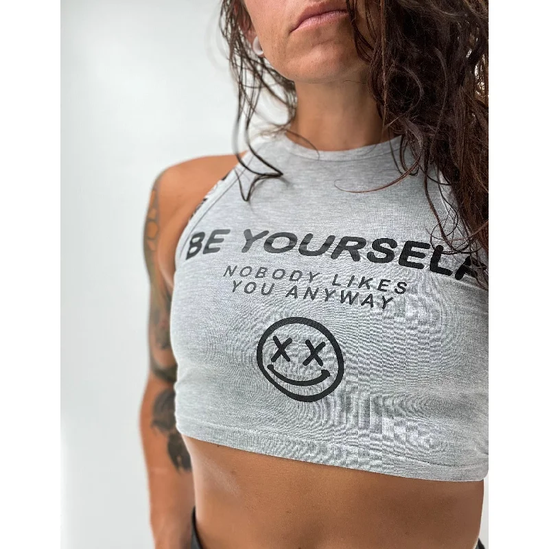 Salty Savage Ladies “BE YOURSELF, NOBODY LIKES YOU ANYWAY” High Neck Crop Tank essential tank top