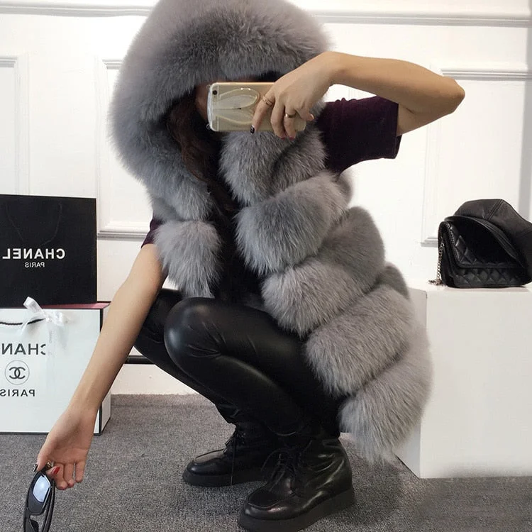 2022 Winter Sleeveless Artificial Fox Fur Coat Gilet Faux Fur Jacket Satin Fabric Silk Fabric Chiffon Fabric 2022 Winter Sleeveless Artificial Fox Fur Coat Gilet Faux Fur Jacket Satin Fabric Silk Fabric Chiffon Fabric
