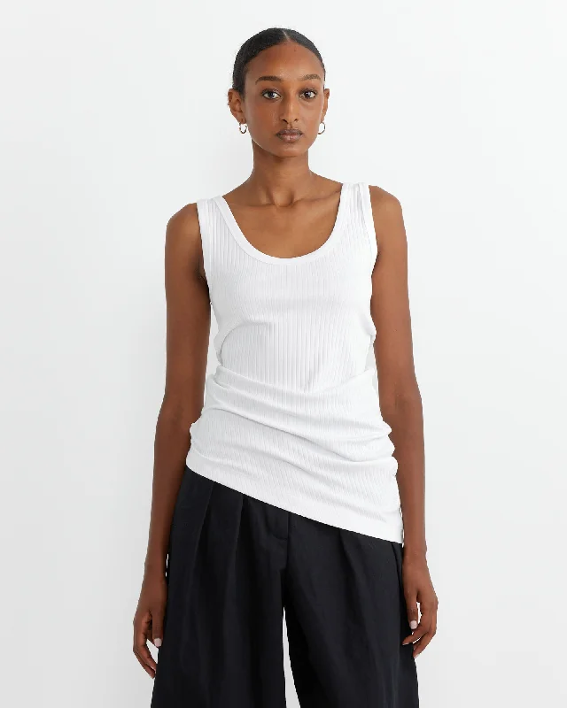 Asymmetrical Tank Top in White black tank top