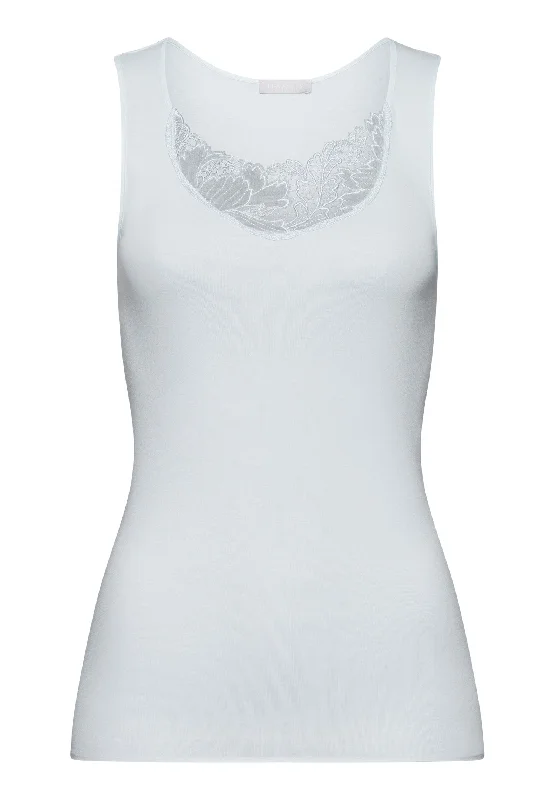 Anne Cotton Round Neck Tank Top | Cool Blue 70932-2507 strappy tank top