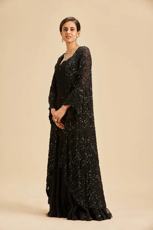 Black Sharara With Jacket Notch Collar Jacket Peter Pan Collar Jacket Cowl Neck Jacket Black Sharara With Jacket Notch Collar Jacket Peter Pan Collar Jacket Cowl Neck Jacket