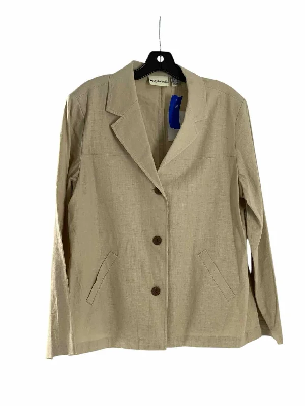 Appleseed's Size 16 Beige Linen Blend Jacket Notch Collar Jacket Peter Pan Collar Jacket Cowl Neck Jacket