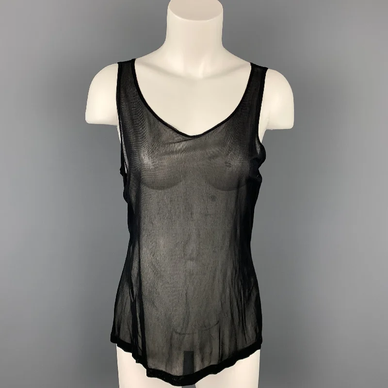 CALVIN KLEIN COLLECTION Size M Black Mesh Viscose Tank Top activewear tank top