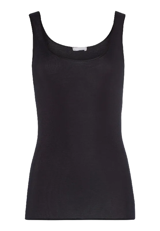 Cotton Seamless Round Neck Cotton Tank Top | Black 71604-019 rhinestone tank top