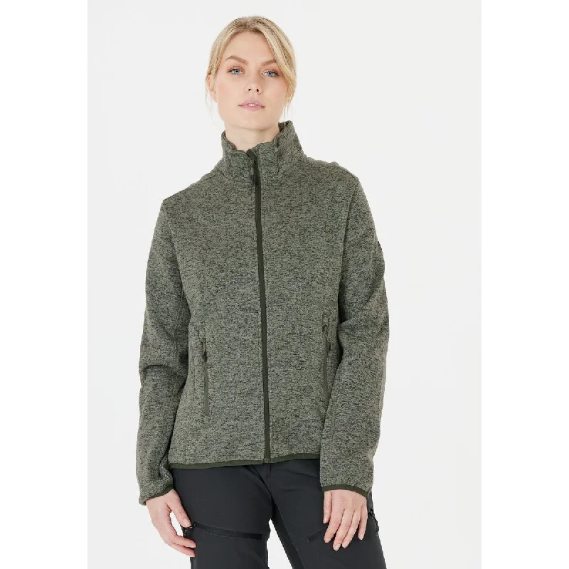 Samani W Melange Fleece Jacket - Agave Green V-Neck Jacket Boat Neck Jacket Square Neck Jacket