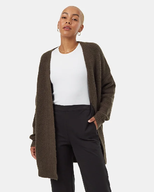 Highline Fuzzy Open Cardigan Asymmetrical,ymmetric Pencil Cardigan