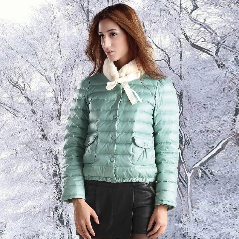 Fashion Short Women‘s Fur Collar Down Jacket Wool Jacket Cashmere Jacket Tweed Jacket