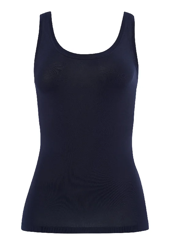Touch Feeling Round Neck Tank Top | Deep Navy 71814-1610 casual tank top