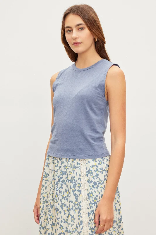 MAGSON CREW NECK TANK TOP sheer tank top