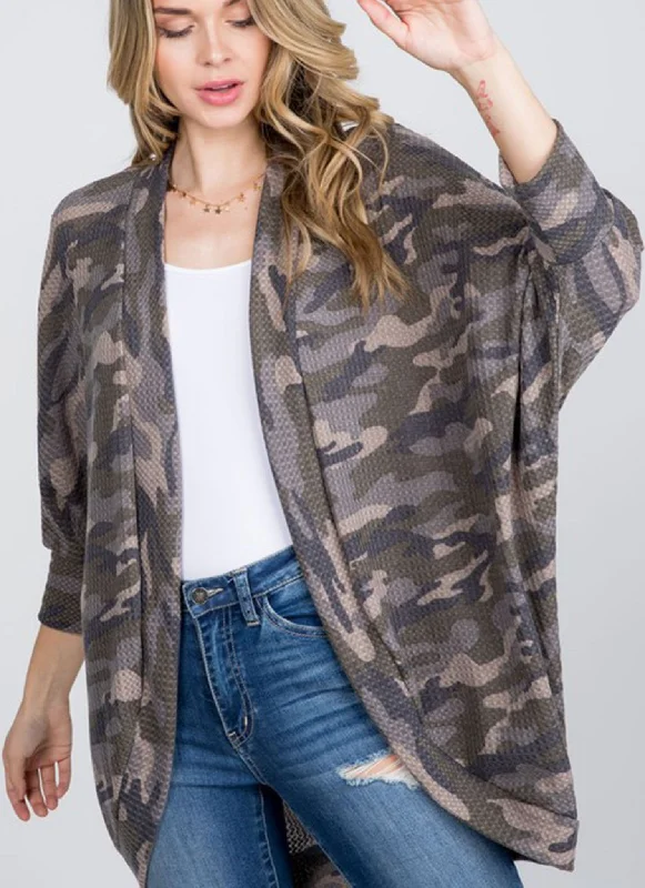 Camo Waffle Knit Cardigan Wool Cardigan Cotton Cardigan Cashmere Cardigan