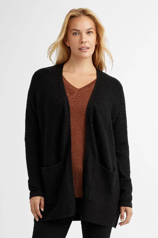Cardigan en tricot côtelé - Femme Collared Crew Neck Turtle Neck