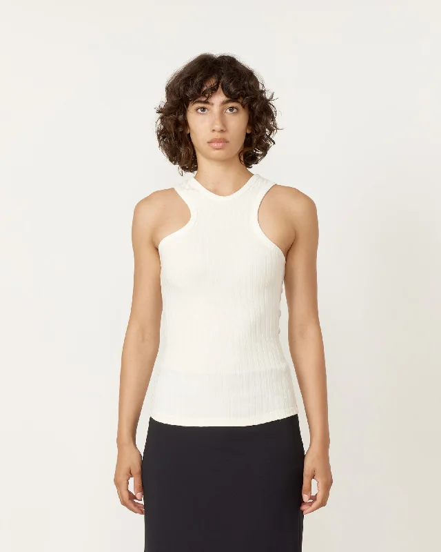 Wide Rib Knit Tank in Ivory beige tank top
