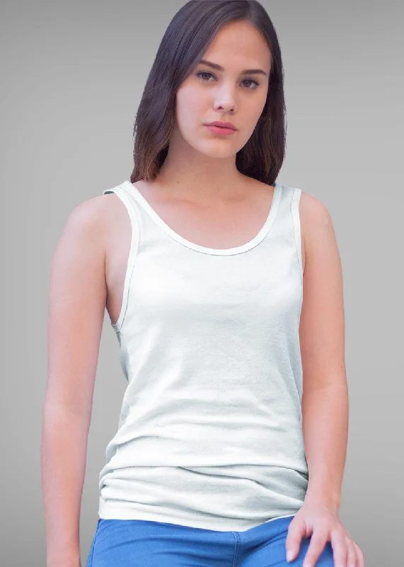 Solid Women Tank Top - White athletic tank top