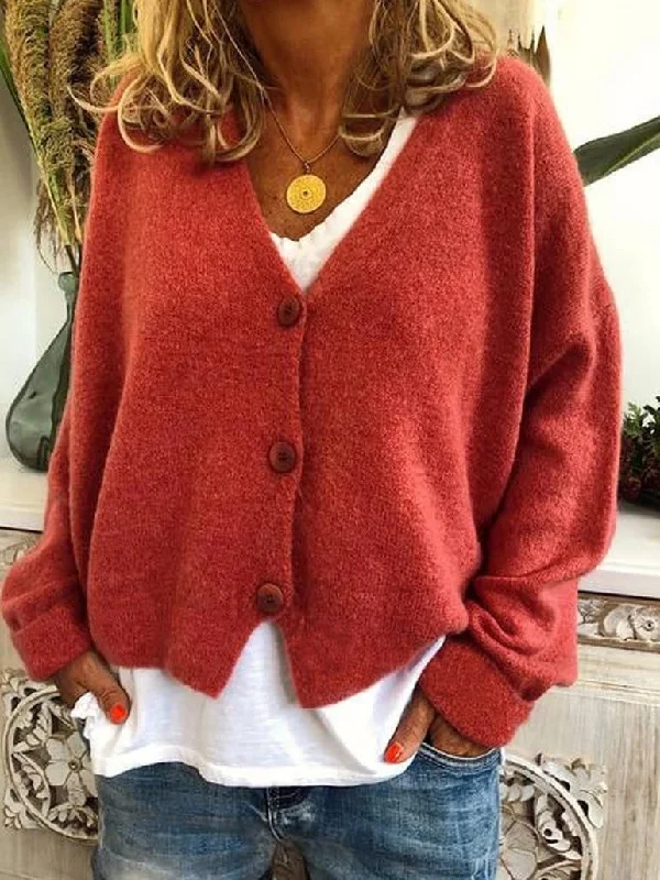 Women's Cardigans Loose Button Sweater Knit Cardigan Fitted Slim Tailored
