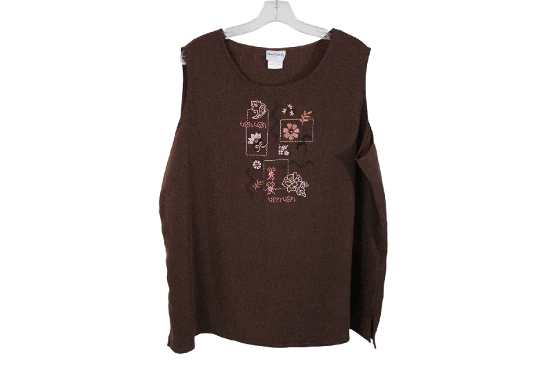 Bonworth Brown Embroidered Tank | XL sage tank top
