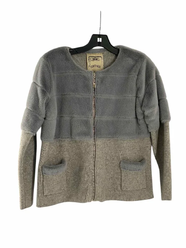 Vintage Concept Size S Gray faux fur Jacket Nylon Fabric Polyester Fabric Spandex Fabric