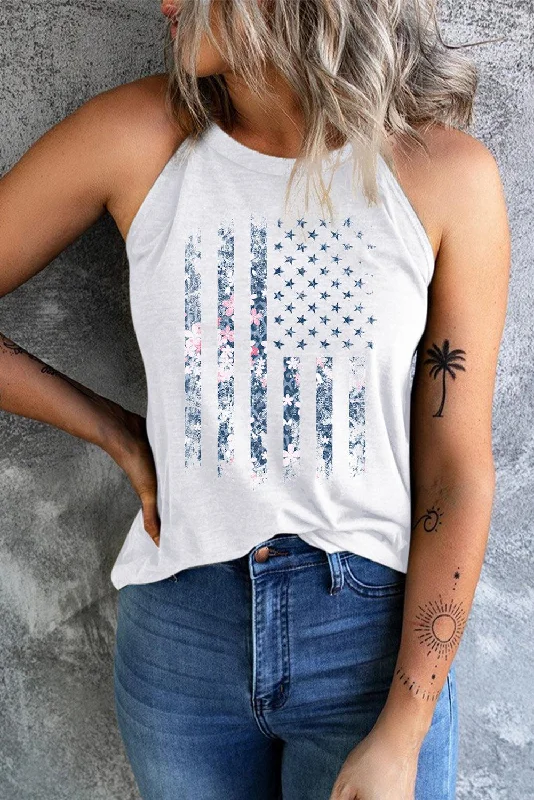 Floral Graphic Grecian Neck Tank charcoal tank top