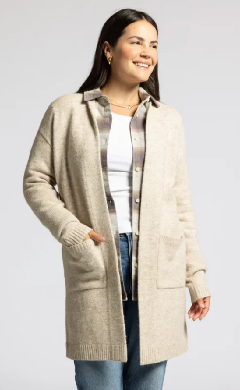 Avani cardigan  -Heather Beige Real Fur Shearling Chenille