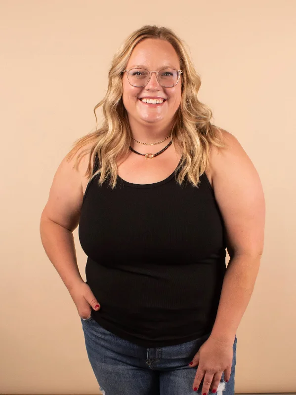 Everyday Essential Ribbed Tank in Black fitness tank top