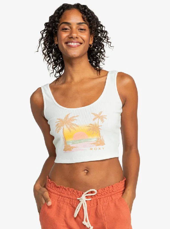 Roxy "Sunset Beach Dive In" Cropped Tank teal tank top