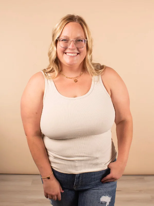 Everyday Essential Ribbed Tank in Beige yoga tank top