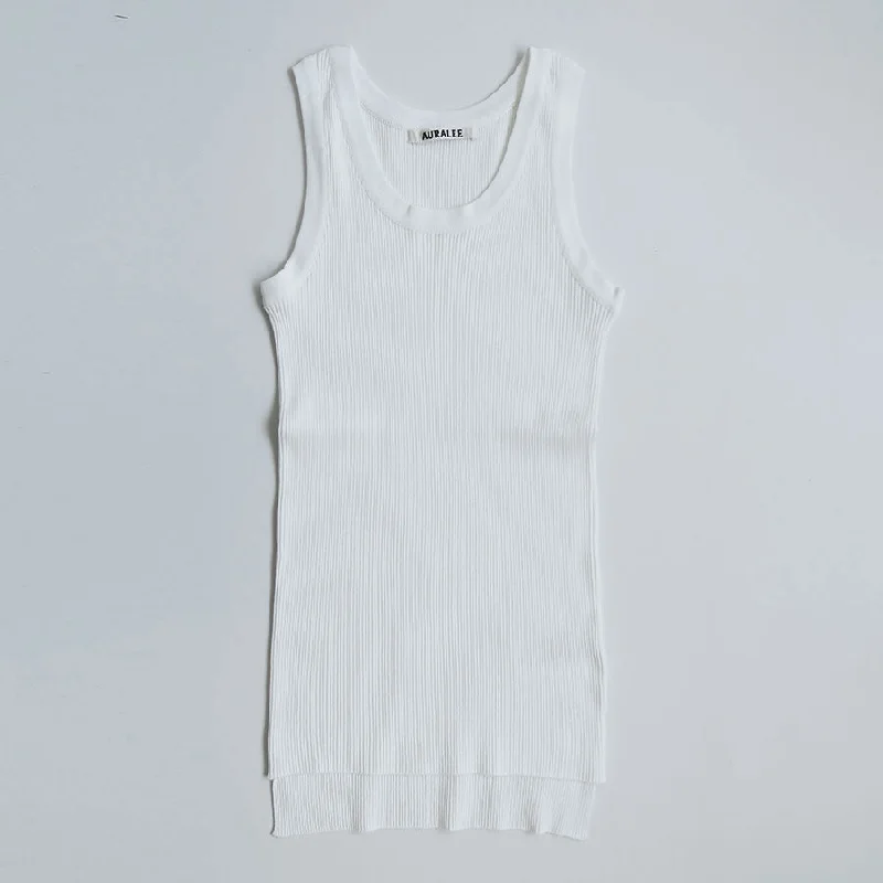 【AURALEE/オーラリー】<br>GIZA HIGH GAUGE RIB KNIT TANK <br>A00T03HR navy tank top