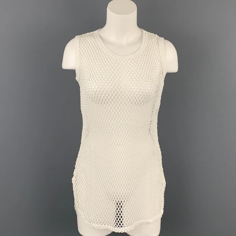 Y's by YOHJI YAMAMOTO Size S White Mesh Cotton Sleeveless Tank Top slim fit tank