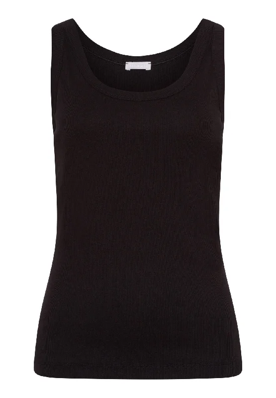 Sleep And Lounge Ribbed Cotton Tank Top | Black 74841-019 strapless tank top