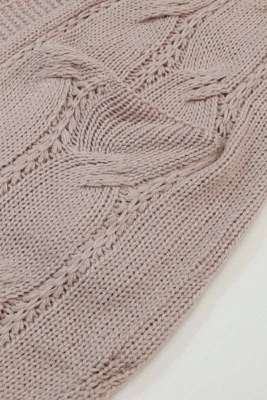Autumn Winter Cable Knit Cardigan Cashmere Blend Cotton Blend Poly Blend