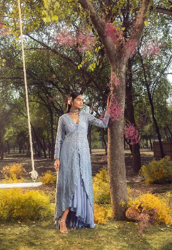 Ink Blue Jacket With Lehenga And Bustier Fitted Jacket Loose Jacket Oversized Jacket