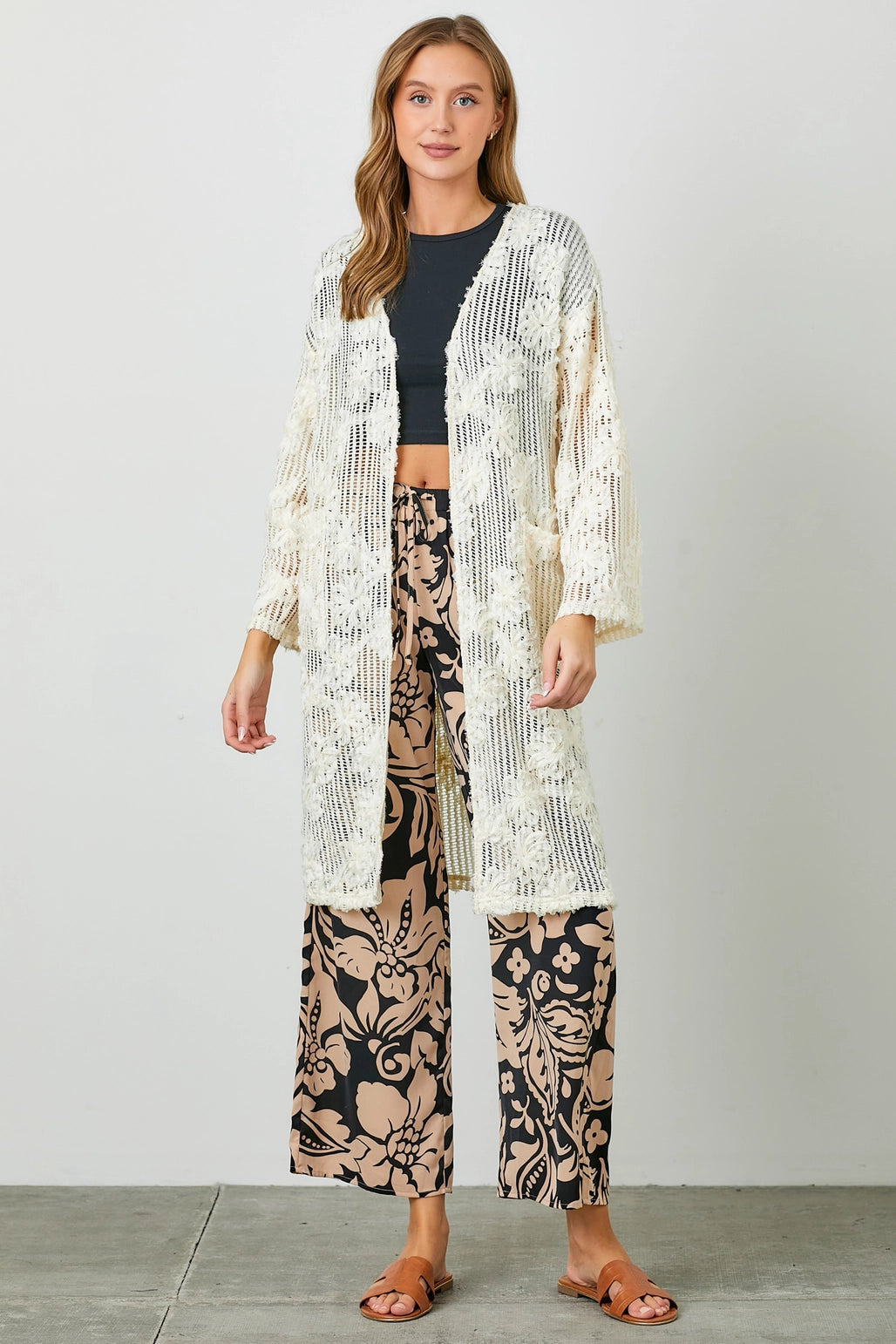 Floral Crochet Cardigan CLEARANCE Neon metallic Matte