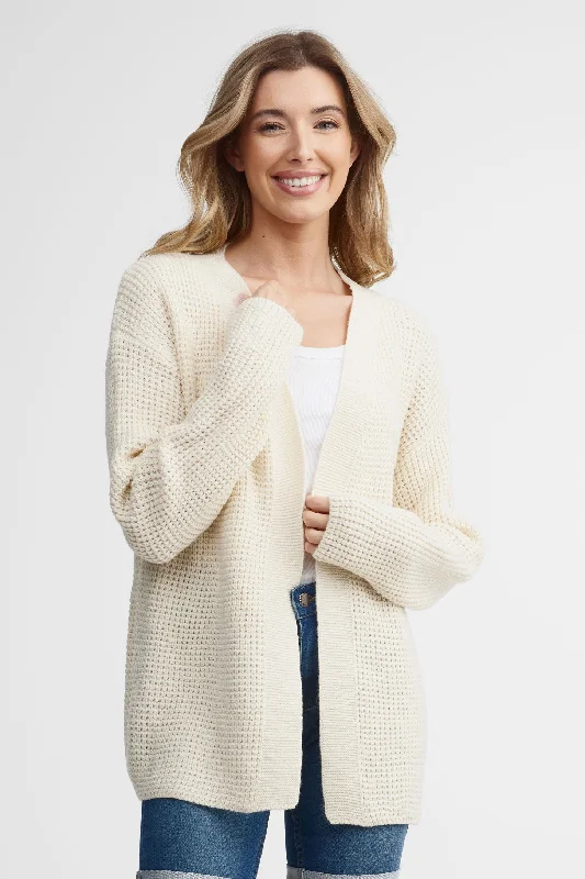 Cardigan tricot gaufré - Femme Thin Thick Dense
