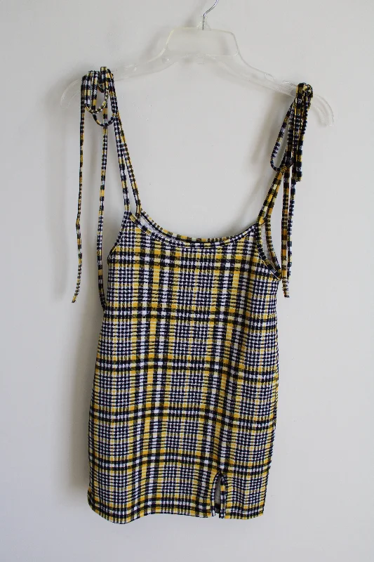 Shein Black Yellow Plaid Tank | S layering tank top