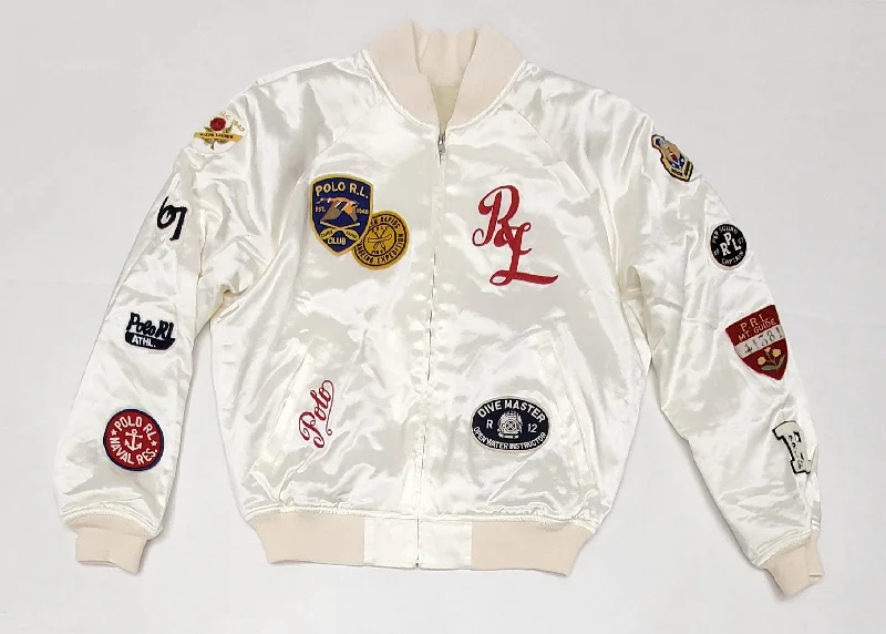 Nwt Polo Ralph Lauren Women's Satin Patches Jacket Bomber Jacket Anorak Windbreaker Nwt Polo Ralph Lauren Women's Satin Patches Jacket Bomber Jacket Anorak Windbreaker