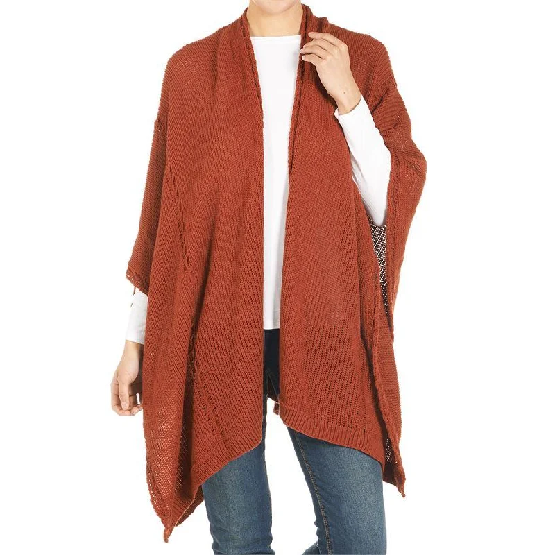 Valentia Rust Cardigan Houndstooth Herringbone Solid